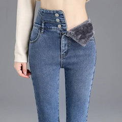 Thermal Winter Thick Fleece High-waist Warm Skinny Jeans