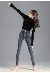 Thermal Winter Thick Fleece High-waist Warm Skinny Jeans