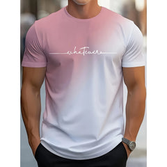 Men's Trendy Design Gradient Color Letter Print T-Shirt