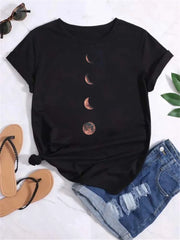 Women Planet Print Fashion Tee Shirts