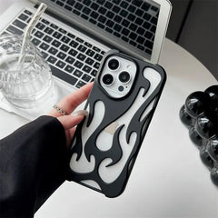 3D Flame pattern Hollow Slim Phone Case for iPhone