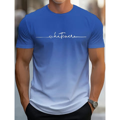 Men's Trendy Design Gradient Color Letter Print T-Shirt