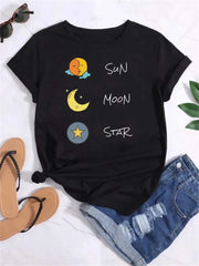 Women Planet Print Fashion Tee Shirts