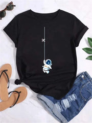 Women Planet Print Fashion Tee Shirts