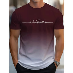 Men's Trendy Design Gradient Color Letter Print T-Shirt