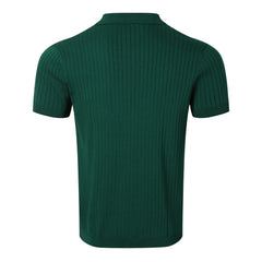 Retro Knit Lapel Striped Polo Shirt