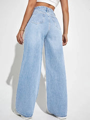 Loose Denim wide leg pants for women