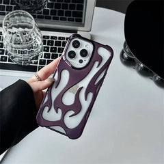 3D Flame pattern Hollow Slim Phone Case for iPhone