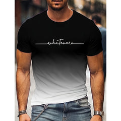 Men's Trendy Design Gradient Color Letter Print T-Shirt