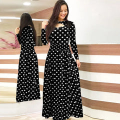 Flower Long Sleeved O-Neck Hollow Slim Fit Dress