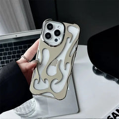 3D Flame pattern Hollow Slim Phone Case for iPhone