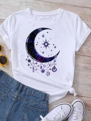 Women Planet Print Fashion Tee Shirts