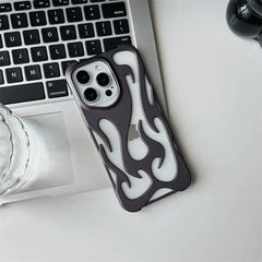 3D Flame pattern Hollow Slim Phone Case for iPhone