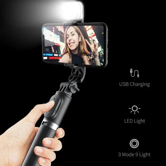 1045mm Selfie Stick With Wireless Bluetooth Led Fill Light