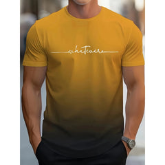 Men's Trendy Design Gradient Color Letter Print T-Shirt