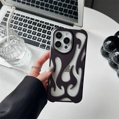 3D Flame pattern Hollow Slim Phone Case for iPhone